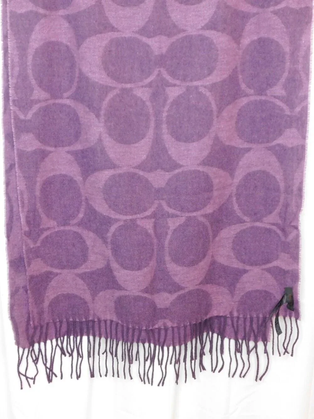 Coach CC Logo Purple Lilac Lightweight Blanket Scarf | Wool Silk | 20½